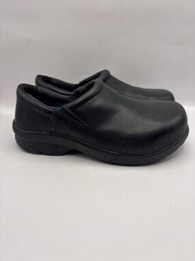Timberland Pro Newbury ESD Black Leather Slip On Shoes Women Size 8.5 Wide